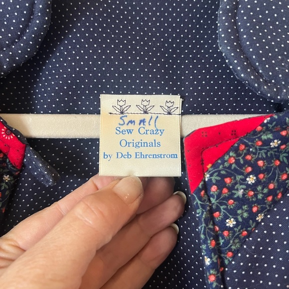 Handmade Quilt jacket Blue and Red Calico prints Americana - Picture 5 of 10